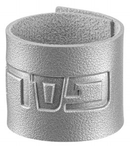 Picture of Faux Leather Napkin Rings Pesach Embossed Silver 4 Pack